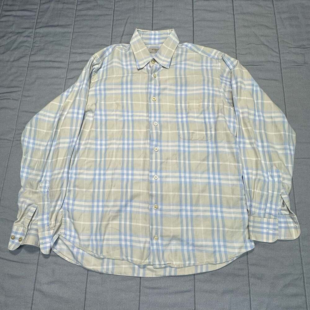 Burberry London Men's Long Sleeve Button-Down Plaid Shirt, Size M